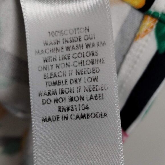 Kim Rogers Short Sleeve Split Neck Stripe Lemon Printed Cotton Shirt, Size S - Picture 4 of 5